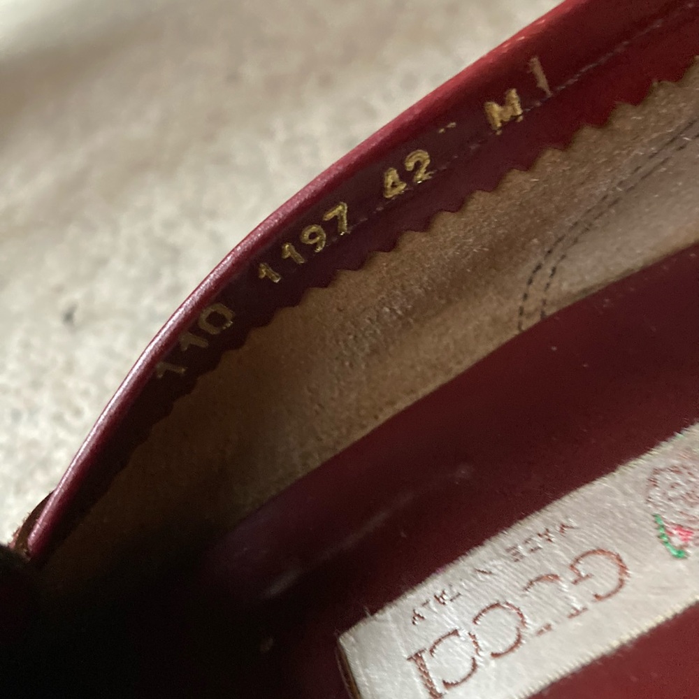 Gucci Wine Red Leather Fringe Penny Loafers - Picture 4 of 8